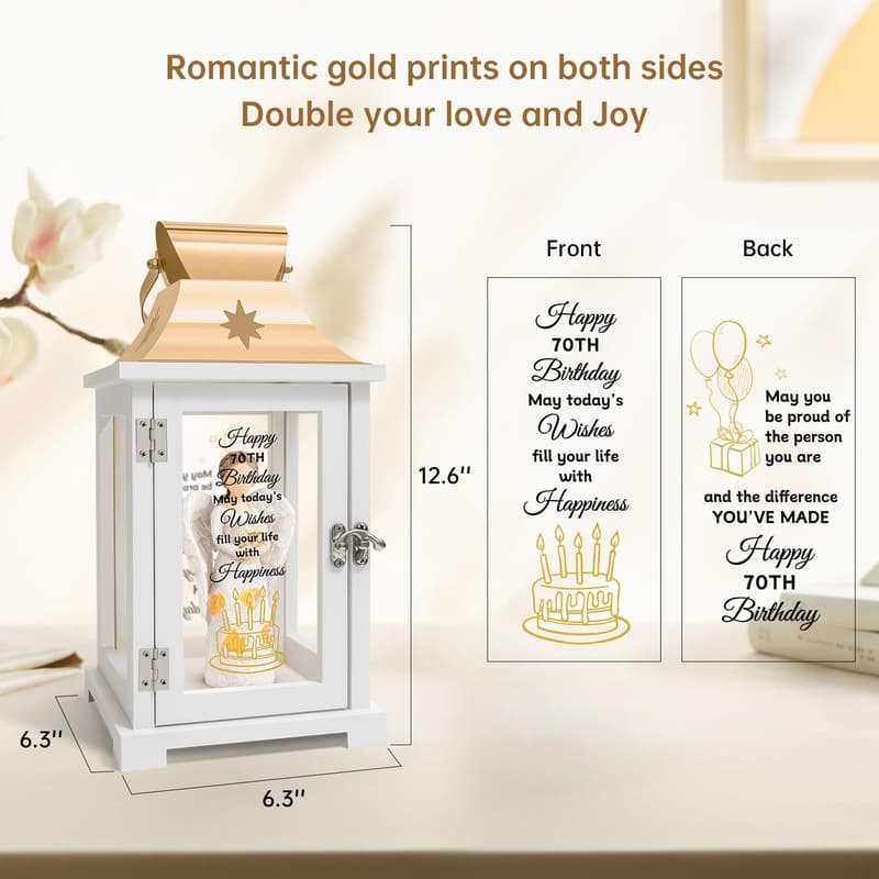 70th Birthday Angel Lantern Figurine for Women