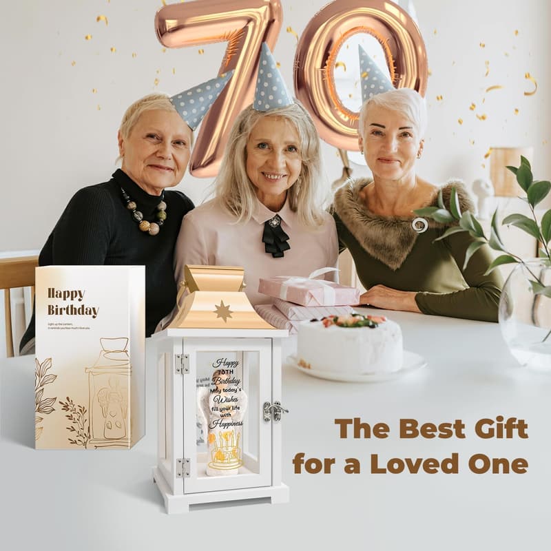 70th Birthday Angel Lantern Figurine for Women