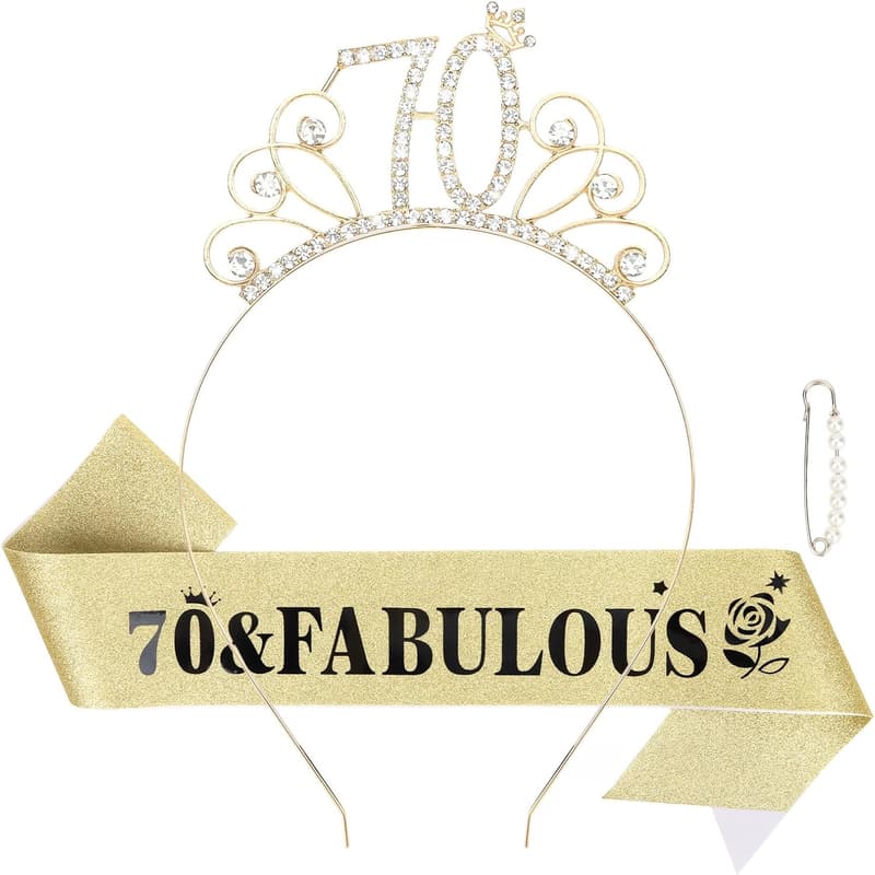 70th Birthday Tiara and Sash Set for Women