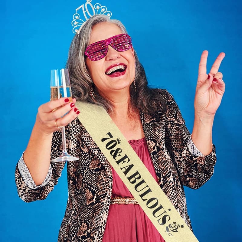 70th Birthday Tiara and Sash Set for Women