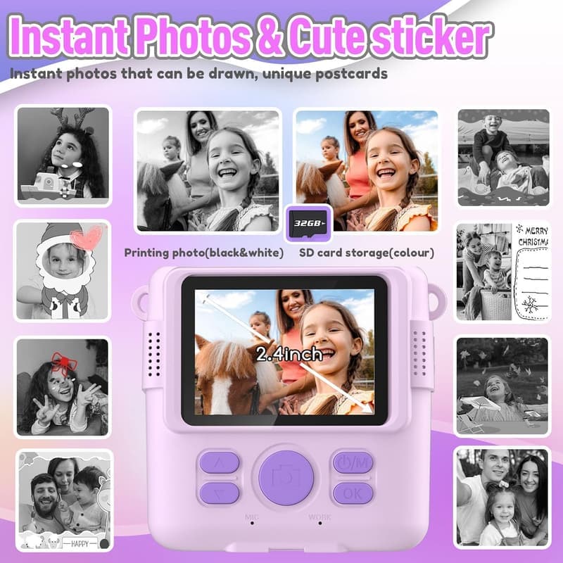 Kids' Instant Print Camera with 32GB Card - Purple