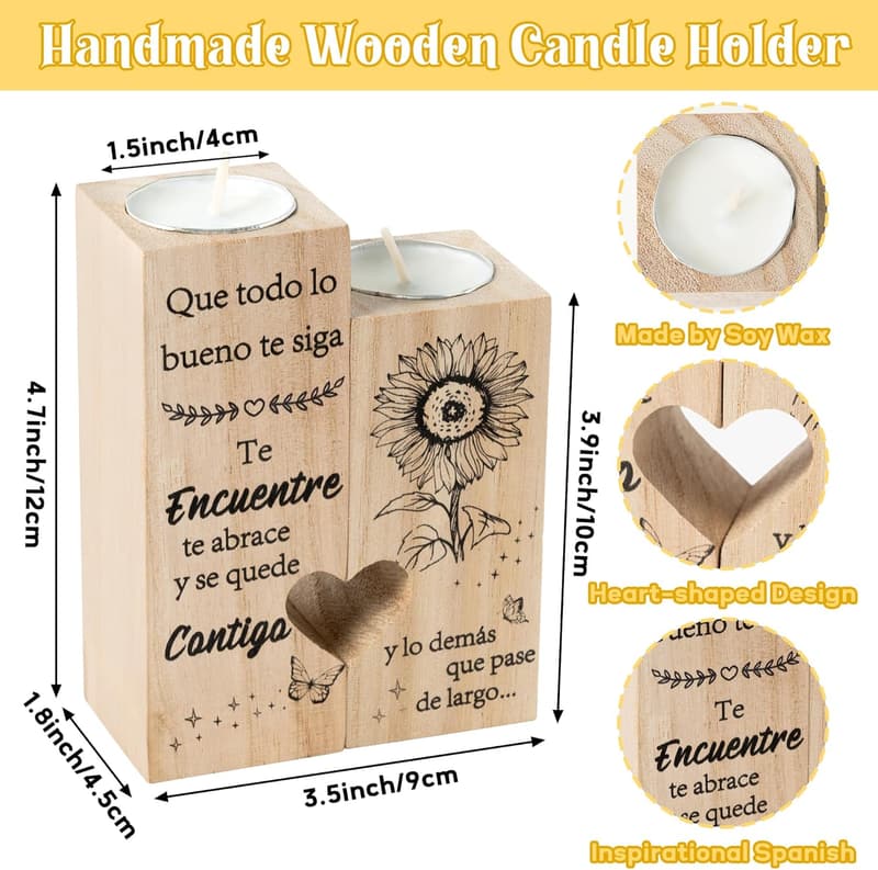 Mother’s Day Wooden Heart Candle Holders for Women