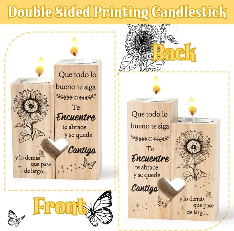Mother’s Day Wooden Heart Candle Holders for Women