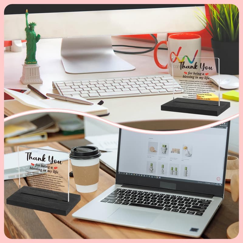 Thank You Desk Sign for Mom, Friends, Family - Office Décor