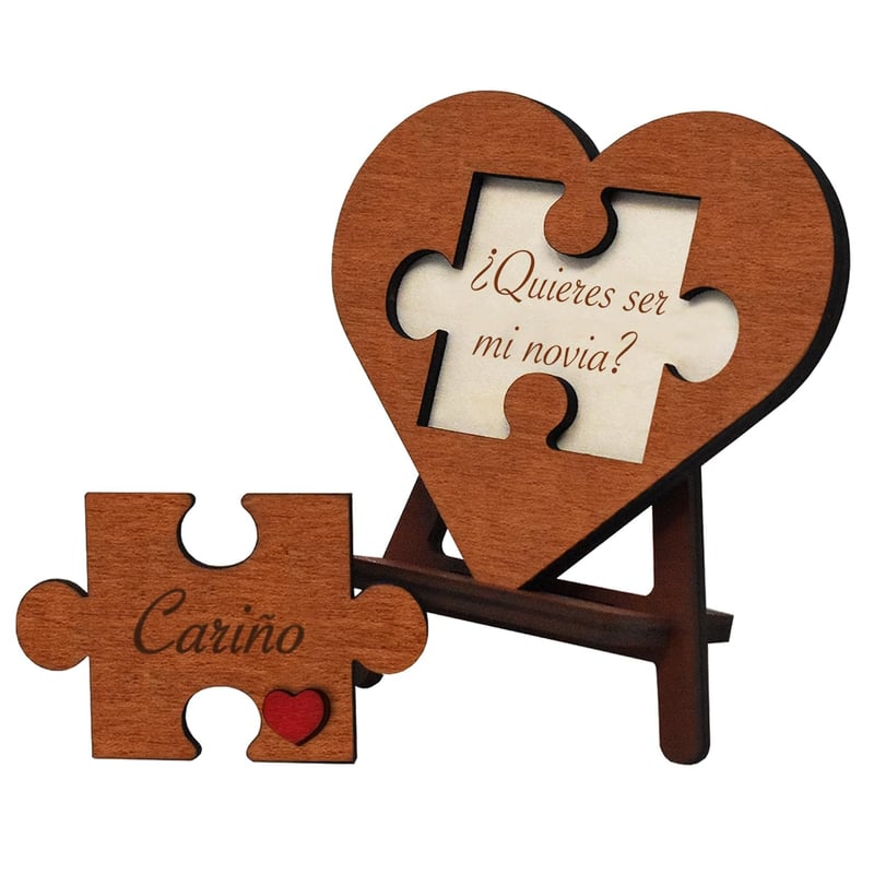 Valentine's Proposal Sign - Engraved Wooden Heart Puzzle