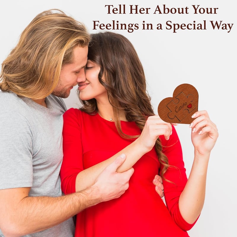 Valentine's Proposal Sign - Engraved Wooden Heart Puzzle