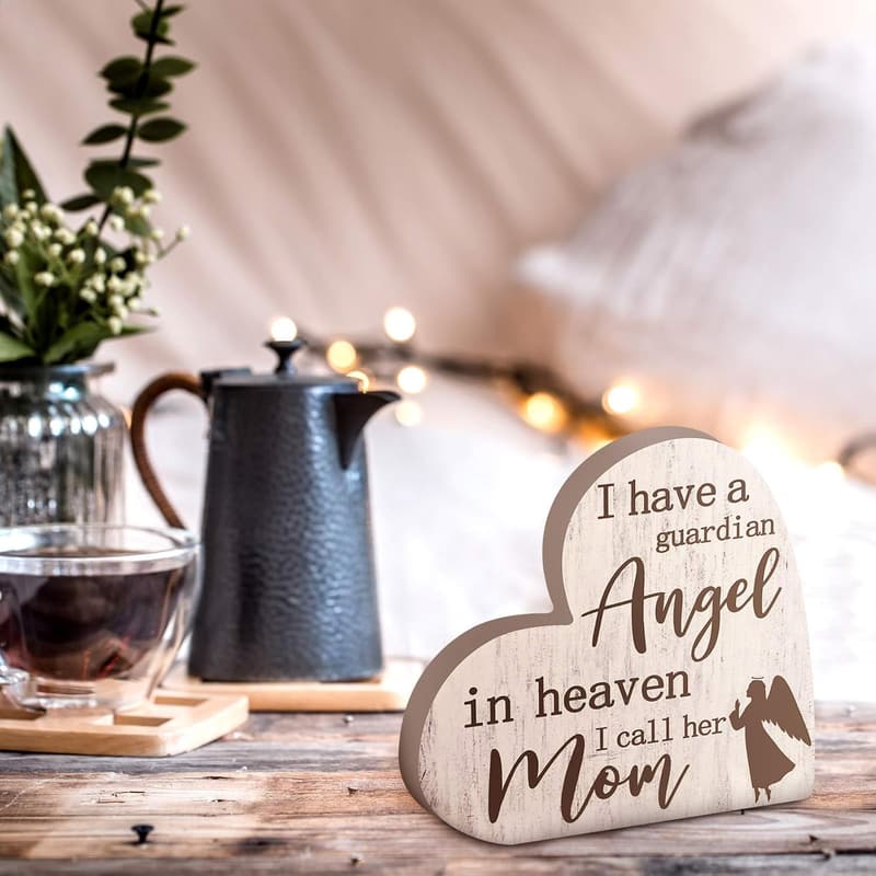 Memorial Decor Wooden Heart Sign for Loss of Mother