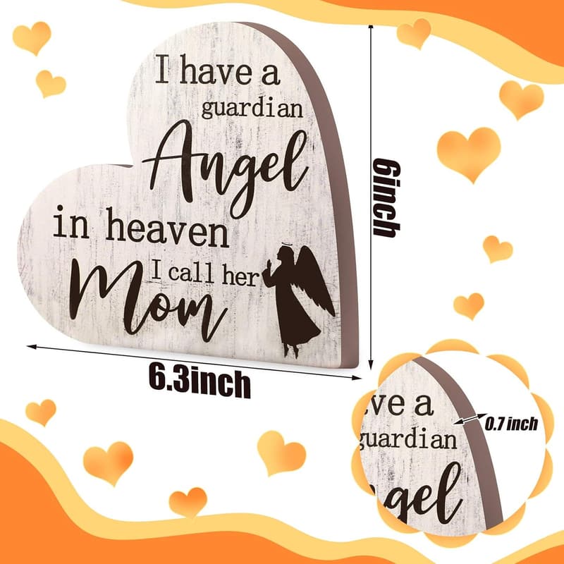 Memorial Decor Wooden Heart Sign for Loss of Mother