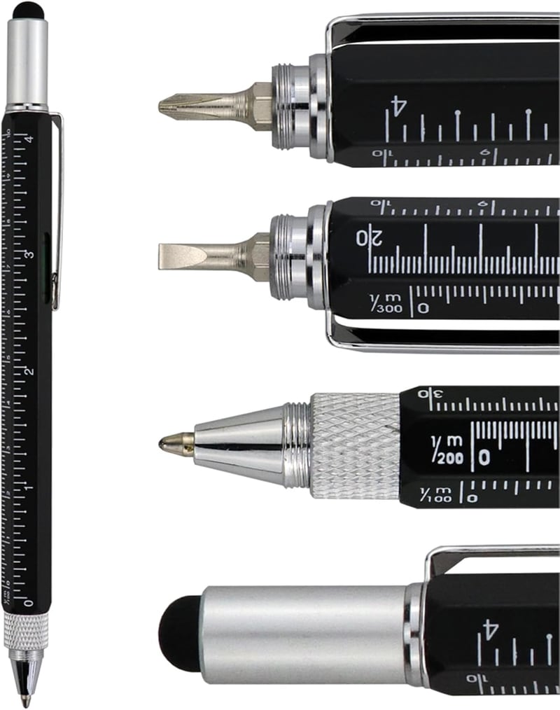 Multi-Functional Tech Tool: 6-in-1 Stylus Pen (Black)