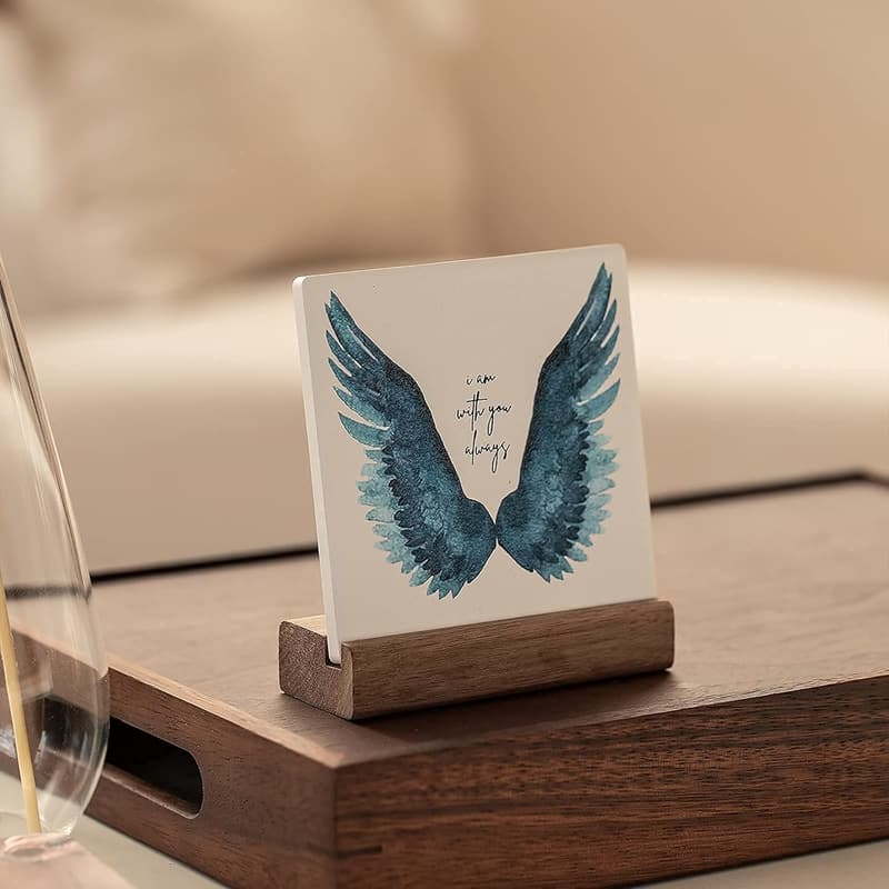 In Loving Memory Angel Wing Wooden Memorial Plaque