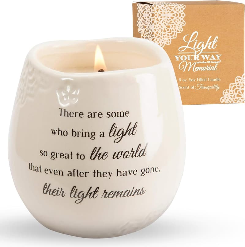 Sympathy Candle - White Ceramic with Floral Scent, 8 oz