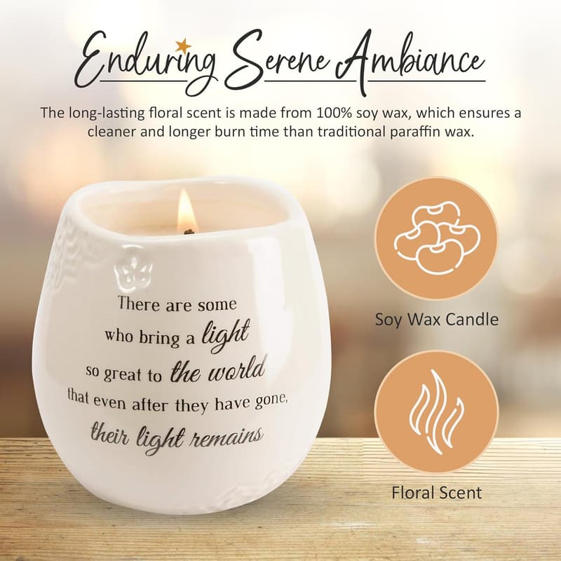 Sympathy Candle - White Ceramic with Floral Scent, 8 oz