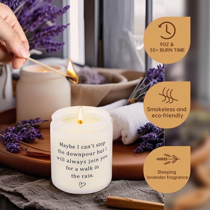 Lavender Scented Candle 9oz - Thoughtful Sympathy Gift for Women