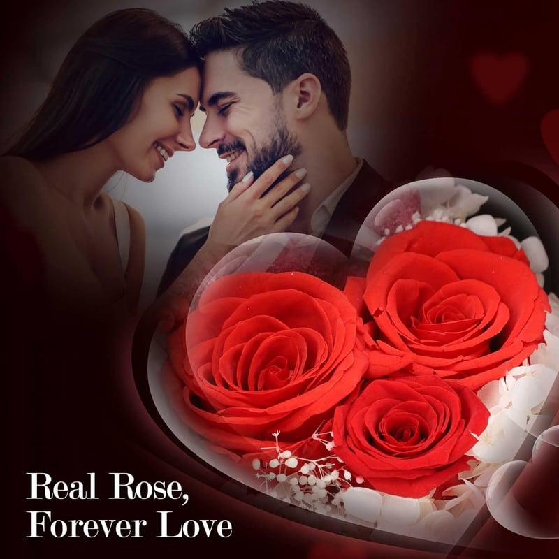 Preserved Red Rose Gift Set with Necklace for Women