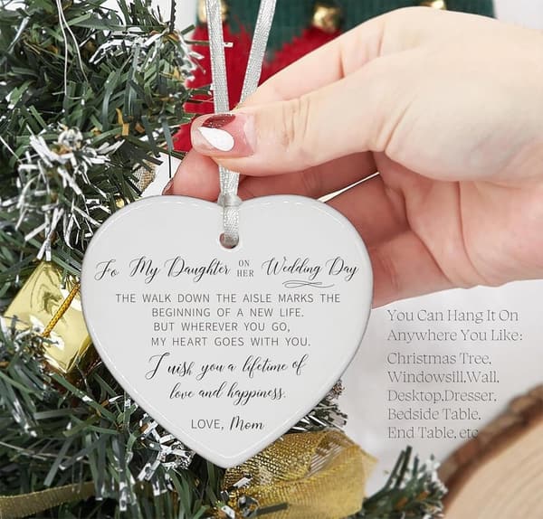 Wedding Day Gift for Daughter - Heart-Shaped Ornament