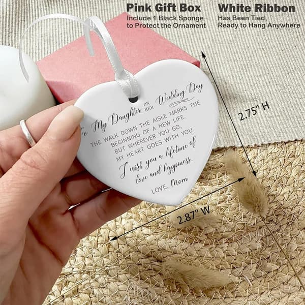 Wedding Day Gift for Daughter - Heart-Shaped Ornament