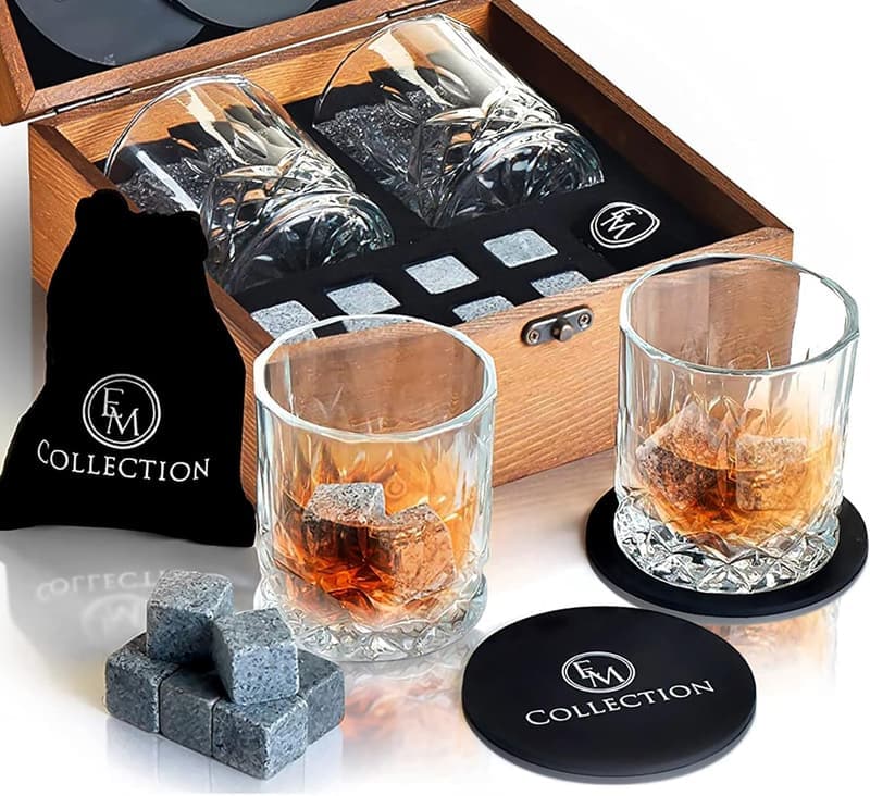Valentine's Day Whiskey Glass & Stones Set for Men
