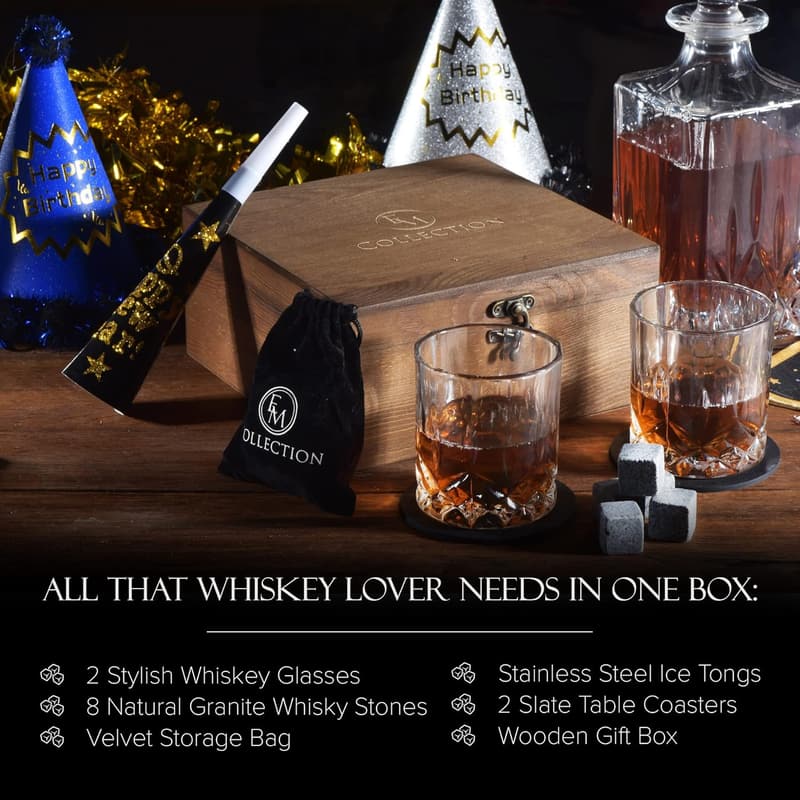 Valentine's Day Whiskey Glass & Stones Set for Men