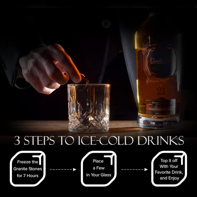 Valentine's Day Whiskey Glass & Stones Set for Men