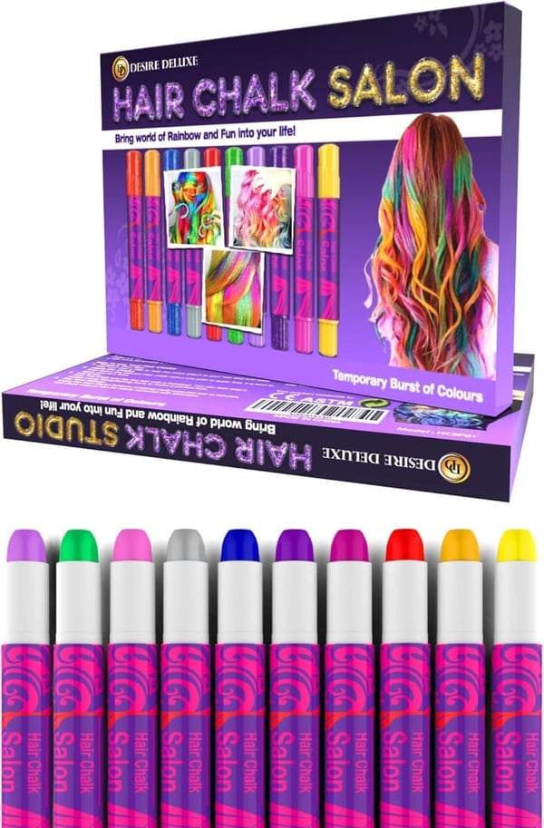 Girls' Temporary Hair Chalk Makeup Kit - 10 Color Pens