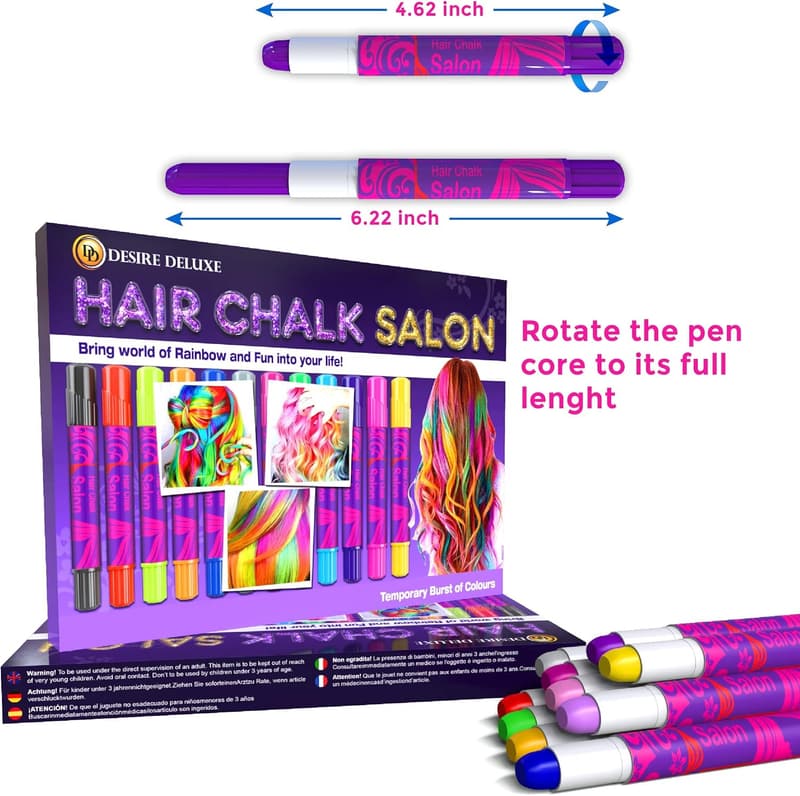 Girls' Temporary Hair Chalk Makeup Kit - 10 Color Pens