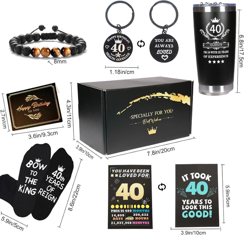 40th Birthday Gifts for Men | Unique Funny Decorations Box