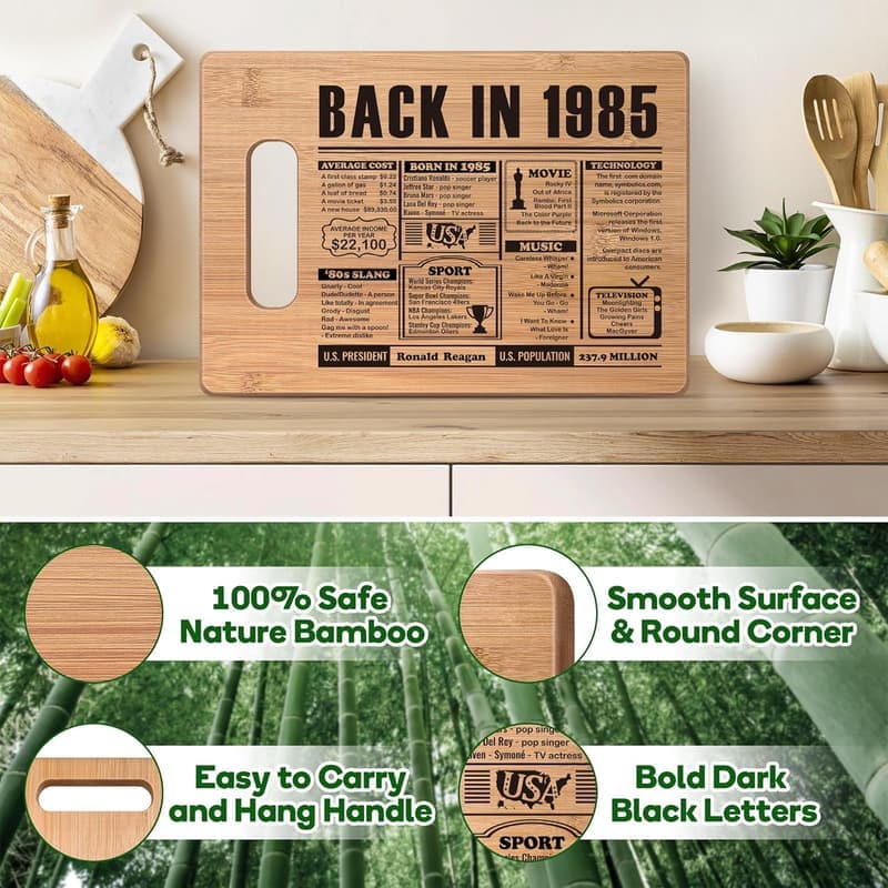 40th Birthday Engraved Bamboo Cutting Board Gift