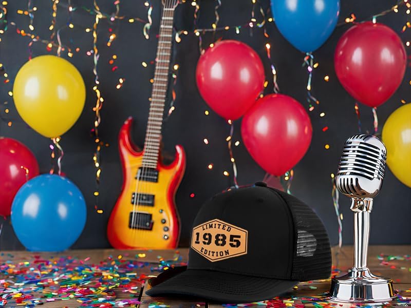 40th Birthday Trucker Hat for Men and Women - 1985 Black