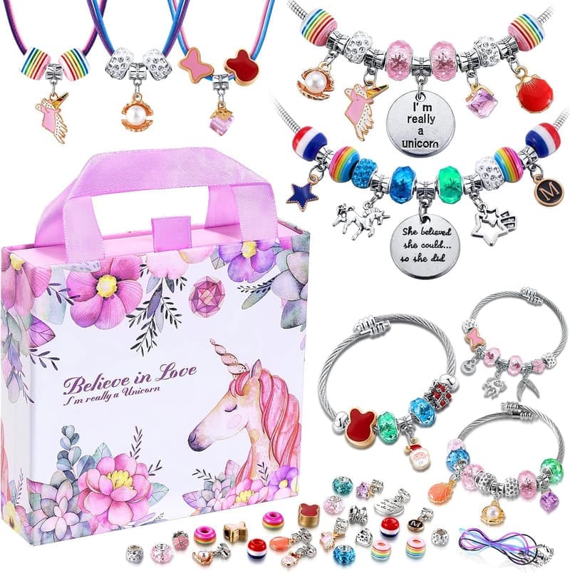 Unicorn Charm Bracelet Making Kit for Creative Girls 8-12