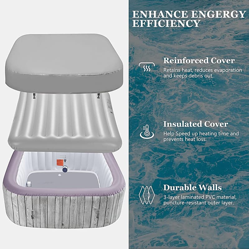 Portable Inflatable Hot Tub for 4-6 People with 130 Jets