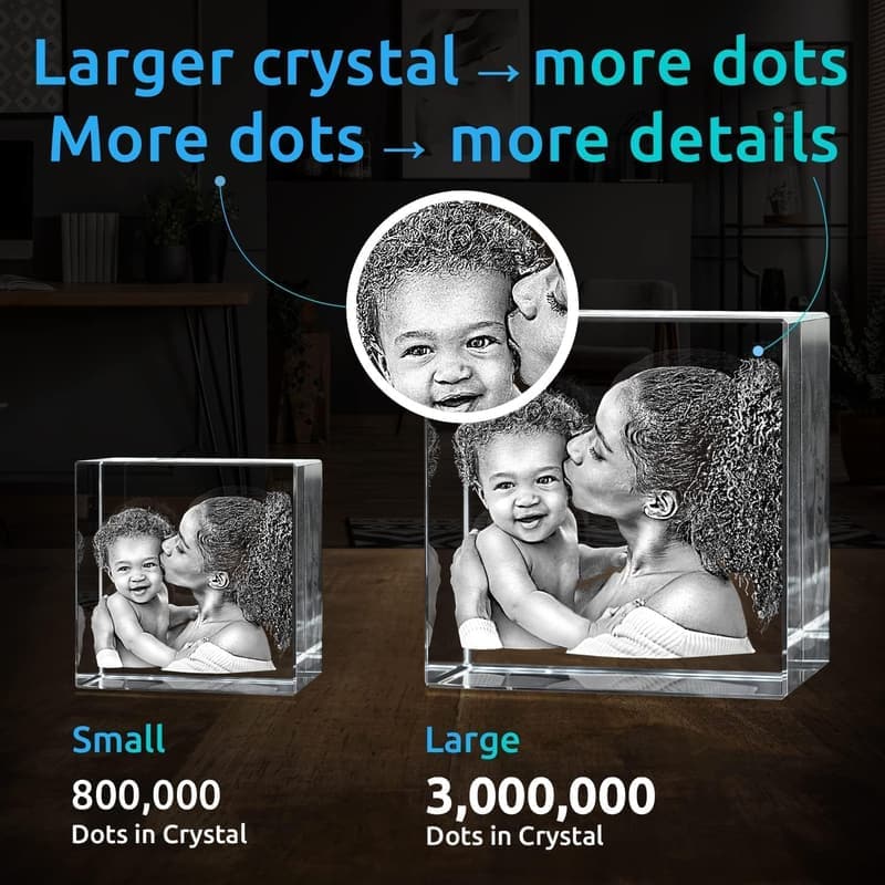 Personalized 3D Crystal Photo - Ideal Mother's Day Gift for Mom