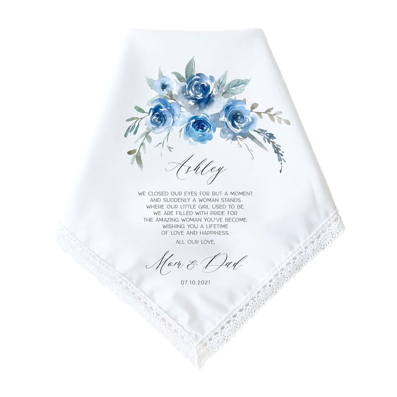 Daughter's Personalized Wedding Handkerchief - Something Blue