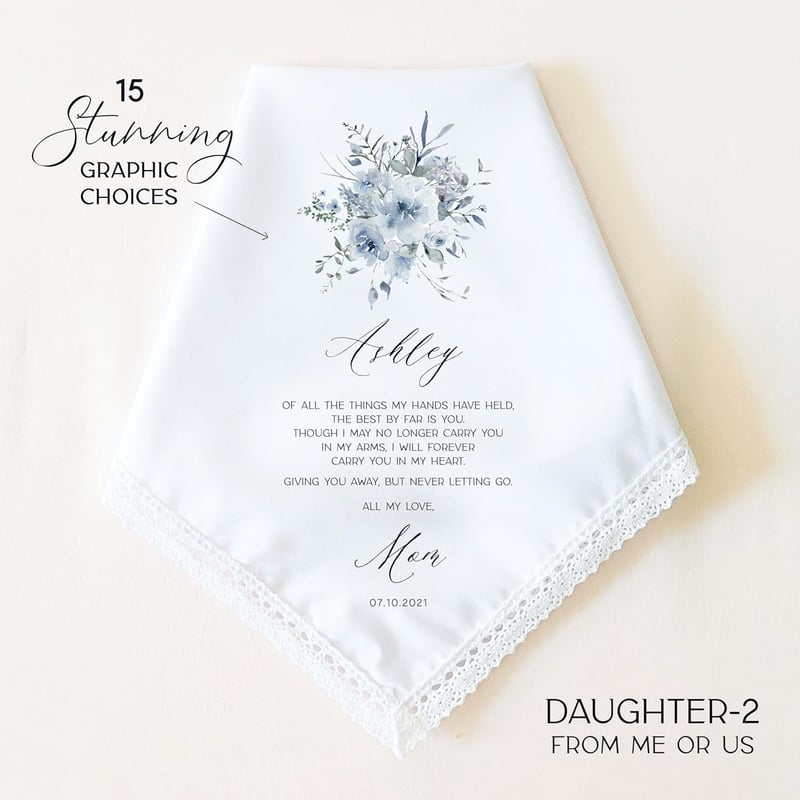 Daughter's Personalized Wedding Handkerchief - Something Blue