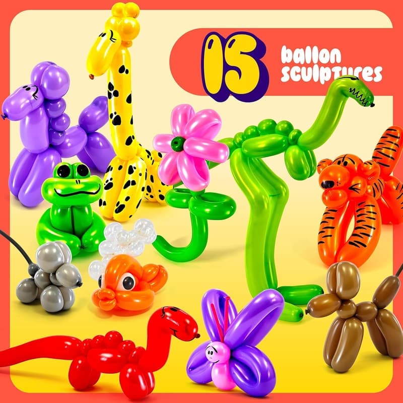 Birthday Balloon Animal Twisting Kit for Kids Ages 8-12