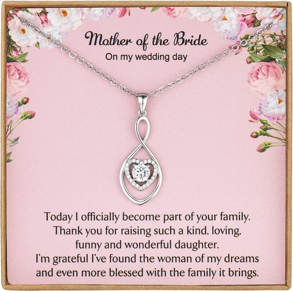Mother of the Bride Infinity Heart Silver Necklace