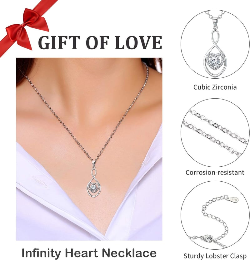 Mother of the Bride Infinity Heart Silver Necklace