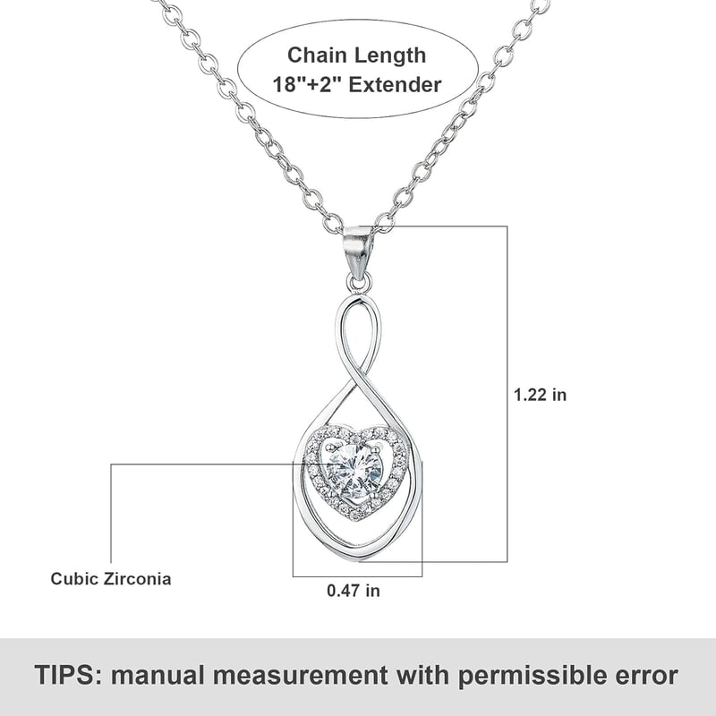 Mother of the Bride Infinity Heart Silver Necklace