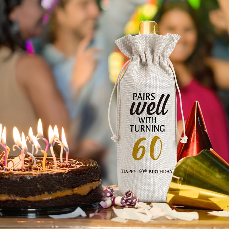60th Birthday Wine Gift Bag & Vintage 1965 Decor