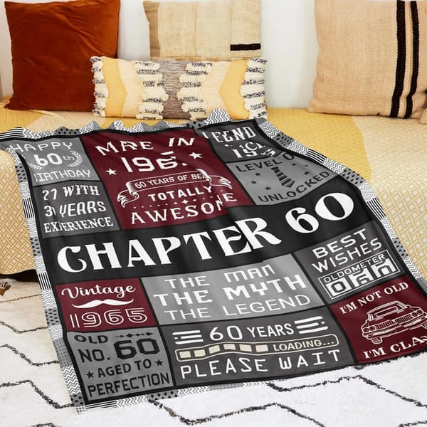 60th Birthday Blanket for Men, 50x60, Unique Gift Idea