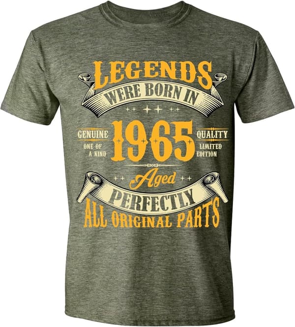 60th Birthday T-Shirt for Men, Vintage 1965 Design