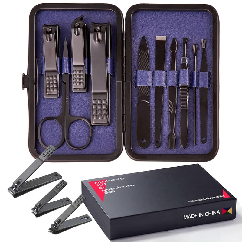 Professional Manicure & Pedicure Set with Travel Case - Deep Blue