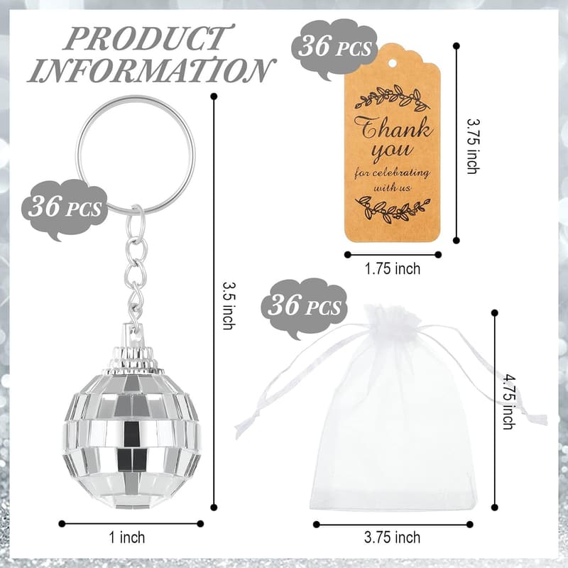Graduation Mini Disco Ball Keychain Party Favors (60 Set)