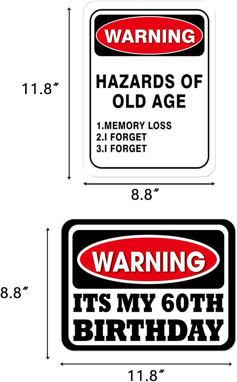 60th Birthday Decorations - 9 PCS Funny Signs & Centerpieces