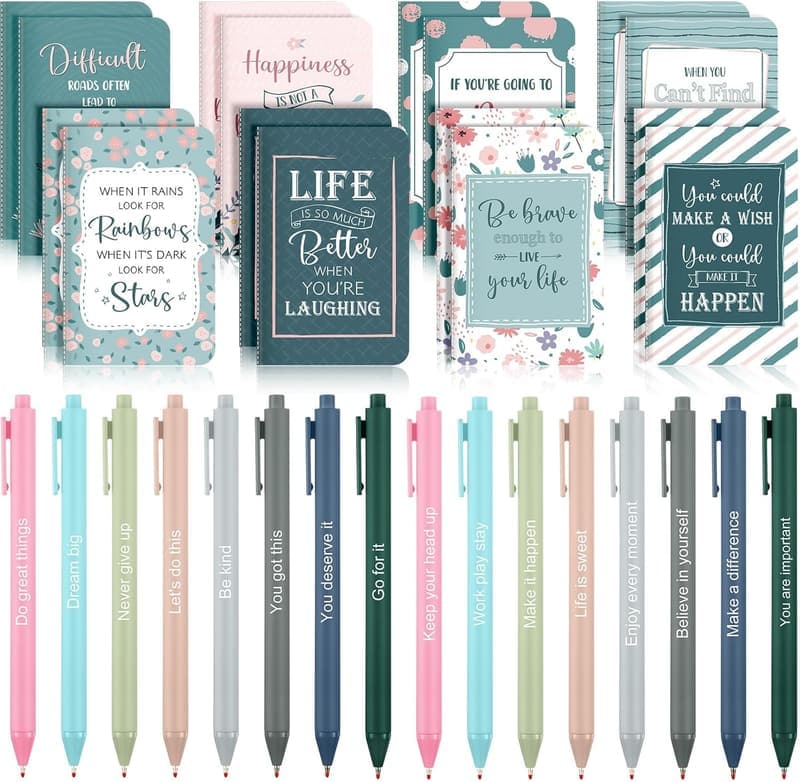 Motivational Quote Pen and Notepad Gift Set for Adults