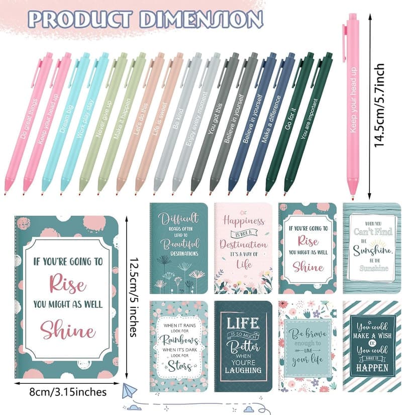Motivational Quote Pen and Notepad Gift Set for Adults