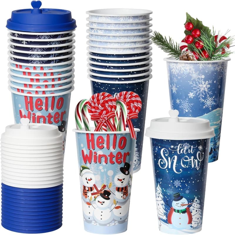 Reusable 16oz Christmas Cups - Winter Wonderland Party Favors