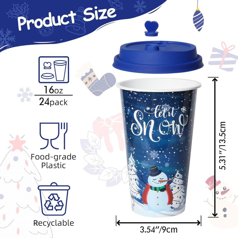 Reusable 16oz Christmas Cups - Winter Wonderland Party Favors