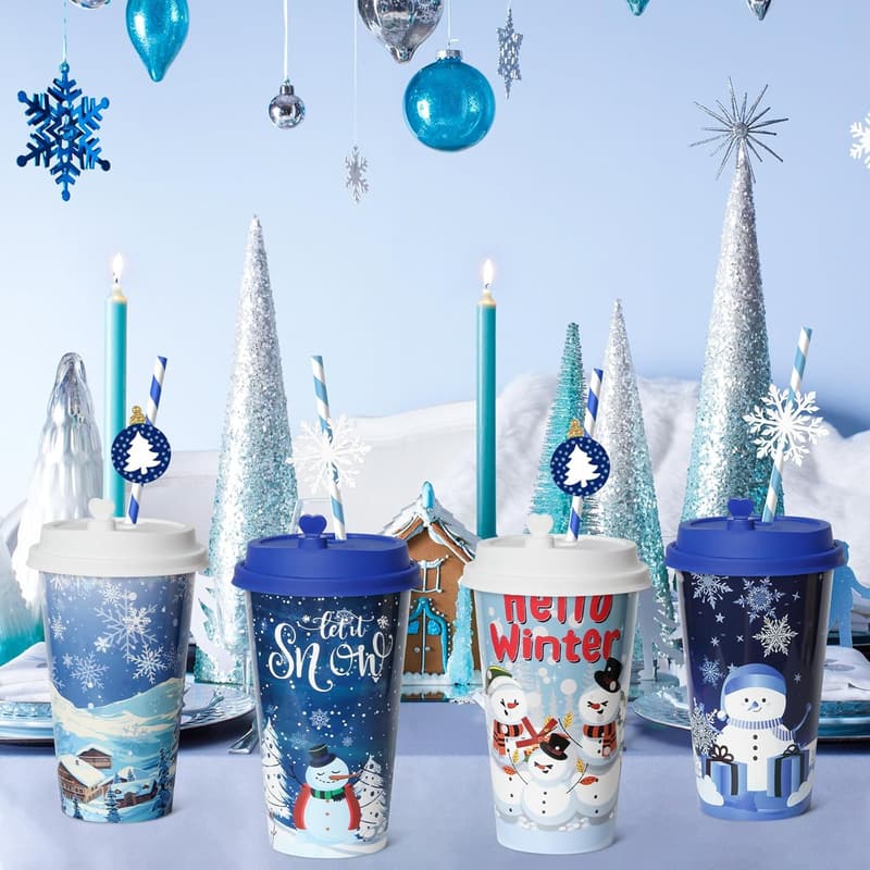 Reusable 16oz Christmas Cups - Winter Wonderland Party Favors