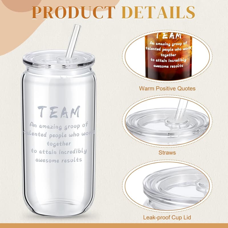 Employee Appreciation Gift Set: 16 oz Reusable Cups with Straws