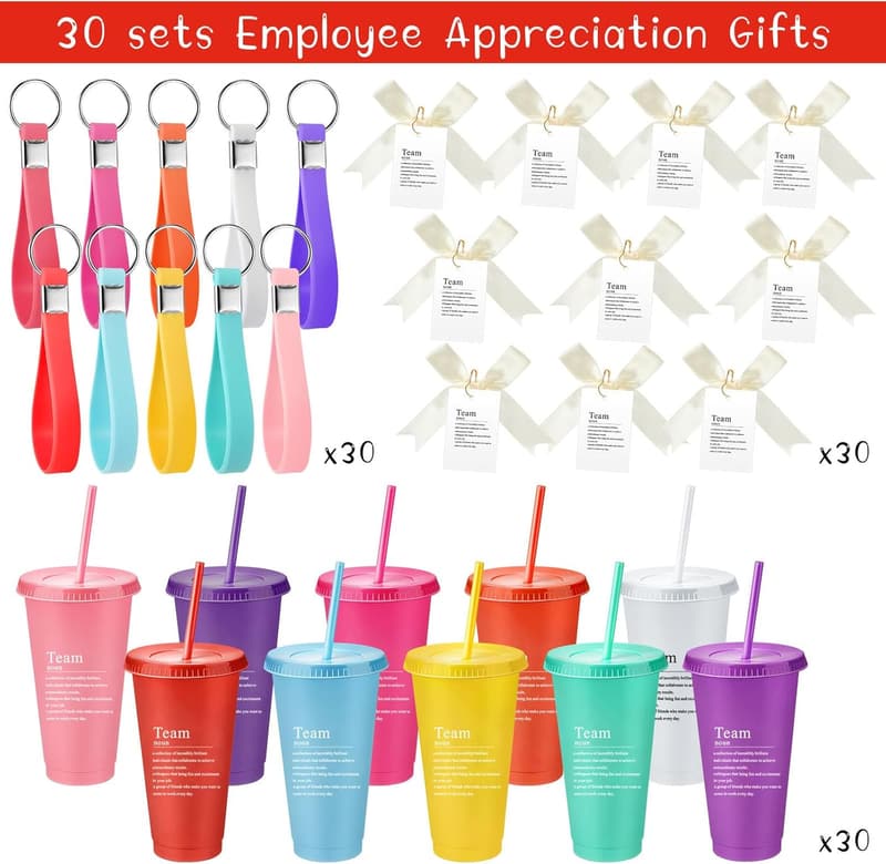 Team Employee Appreciation 24oz Tumbler Set with Keychain